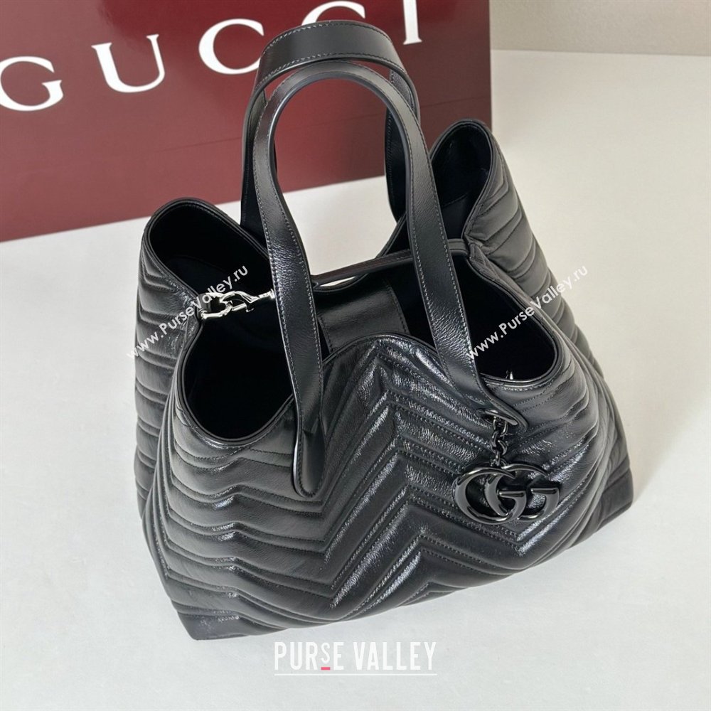 Gucci GG Marmont Medium Tote Bag in Matelasse Chevron Nappa Leather 855279 Black 2026 (DLH-26032403)