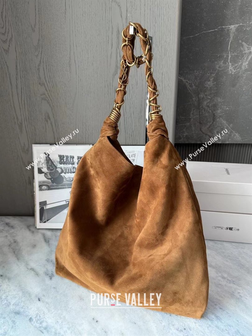 Saint Laurent Amalia Bag in Suede with Chain 834750 Brown 2026 Top Quality (HONGS-26032408)