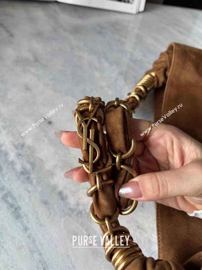 Saint Laurent Amalia Bag in Suede with Chain 834750 Brown 2026 Top Quality (HONGS-26032408)