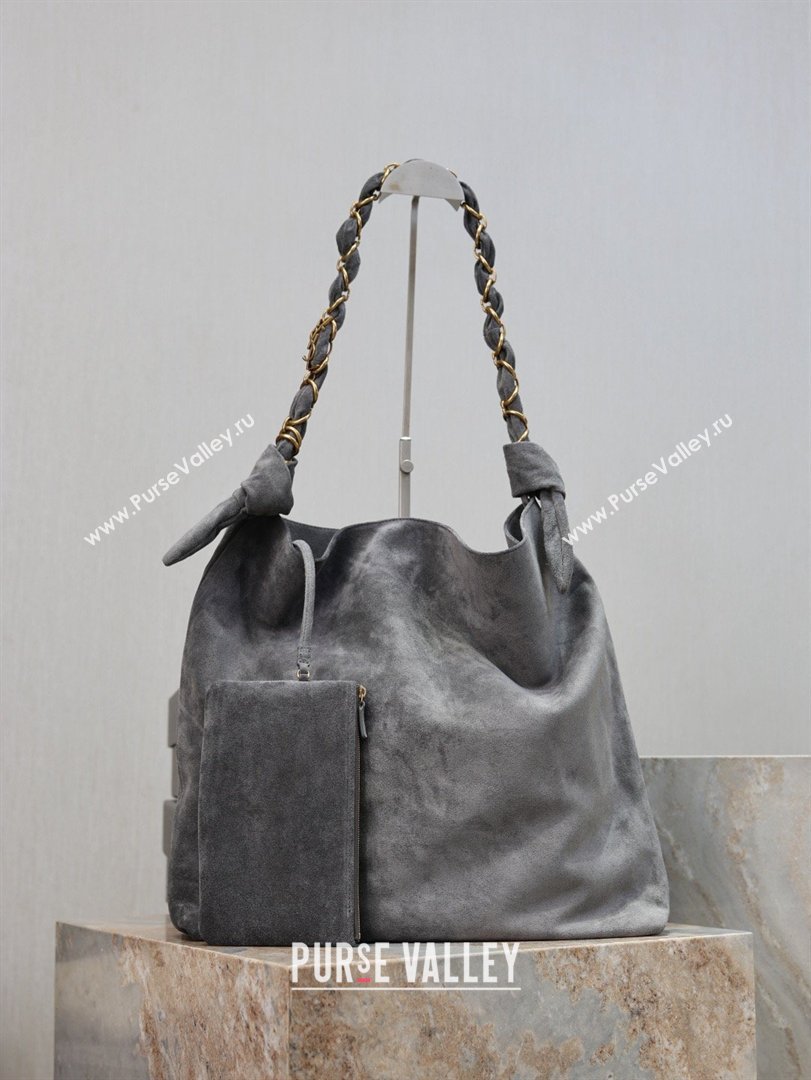 Saint Laurent Amalia Bag in Suede with Chain 834750 Grey 2026 (YY-26032409)