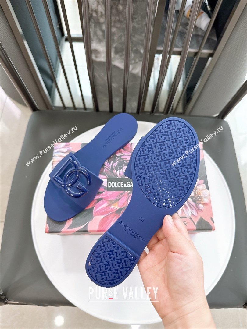 Dolce Gabbana DG TPU Flat Slide Sandals Deep Blue 2026 (GDX-26032502)