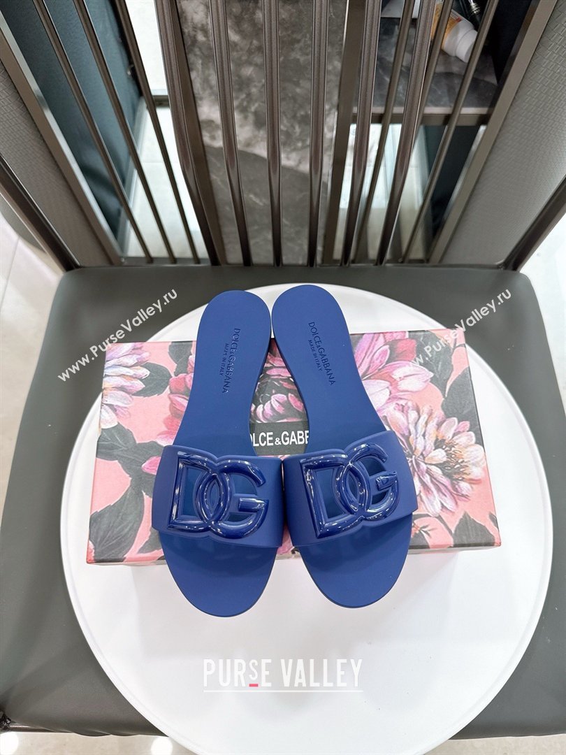 Dolce Gabbana DG TPU Flat Slide Sandals Deep Blue 2026 (GDX-26032502)