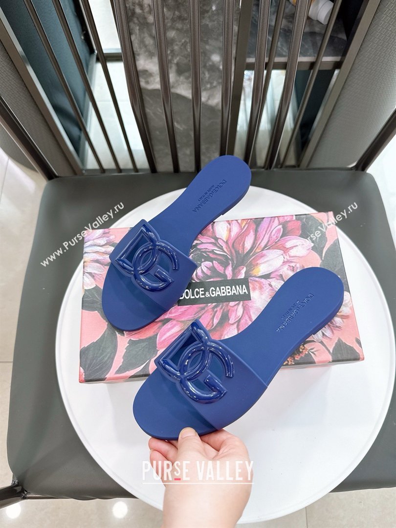 Dolce Gabbana DG TPU Flat Slide Sandals Deep Blue 2026 (GDX-26032502)