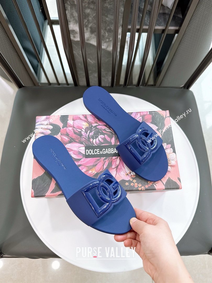 Dolce Gabbana DG TPU Flat Slide Sandals Deep Blue 2026 (GDX-26032502)