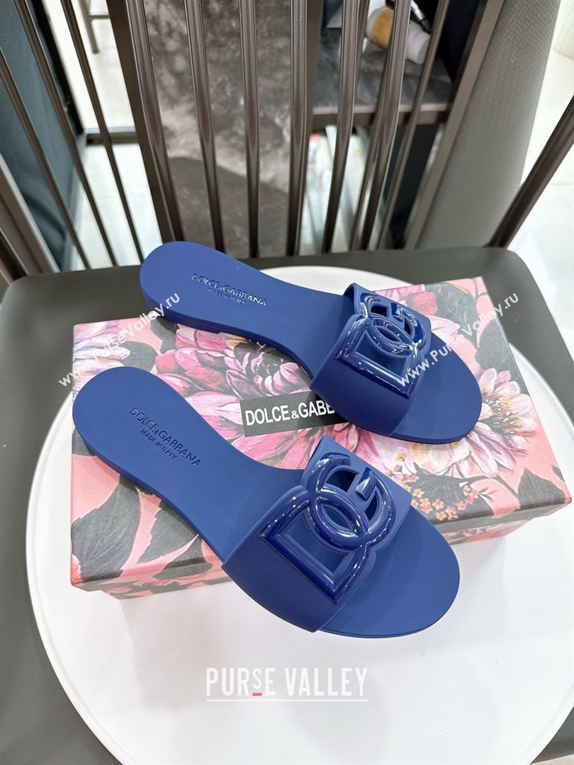 Dolce Gabbana DG TPU Flat Slide Sandals Deep Blue 2026 (GDX-26032502)