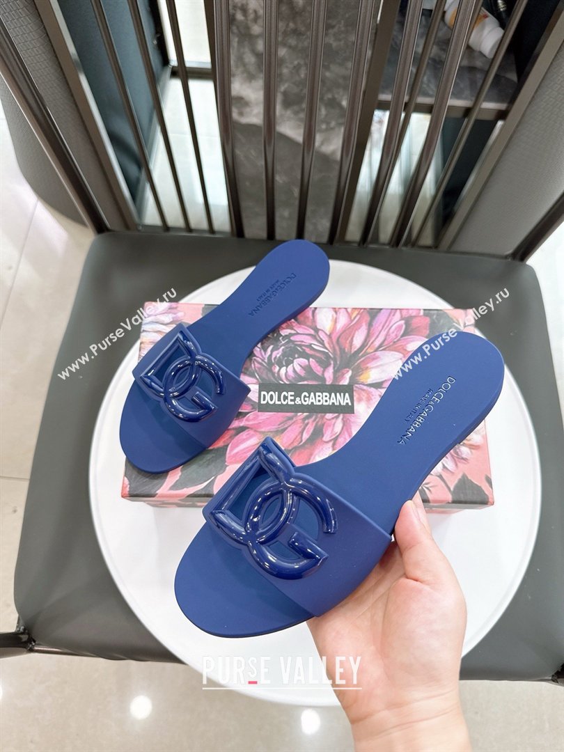 Dolce Gabbana DG TPU Flat Slide Sandals Deep Blue 2026 (GDX-26032502)