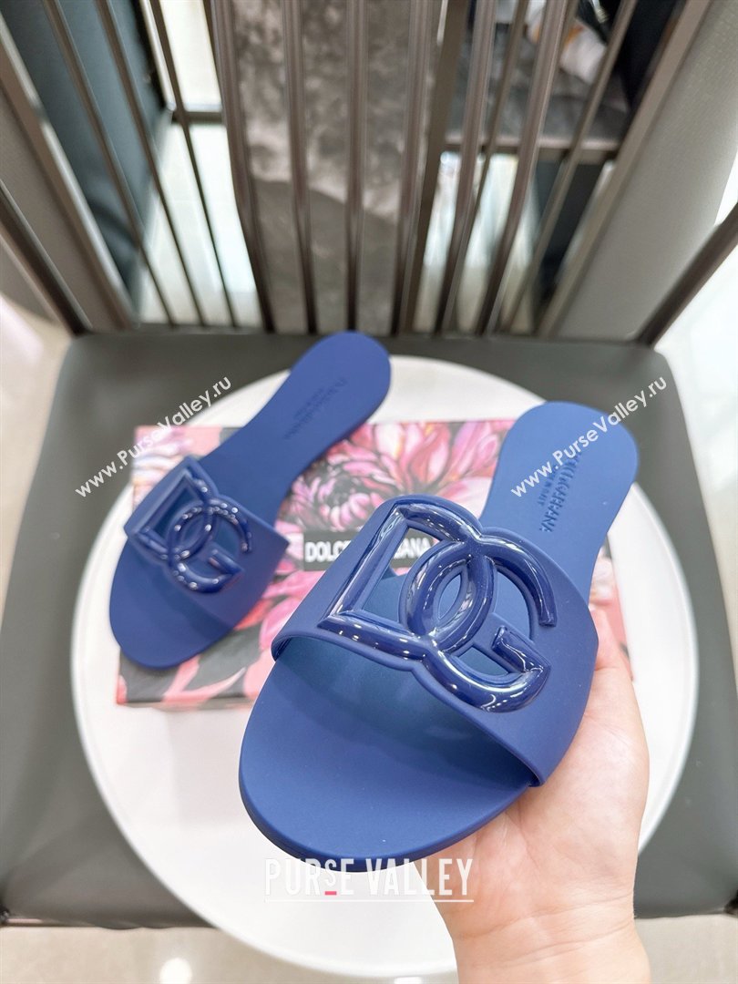 Dolce Gabbana DG TPU Flat Slide Sandals Deep Blue 2026 (GDX-26032502)