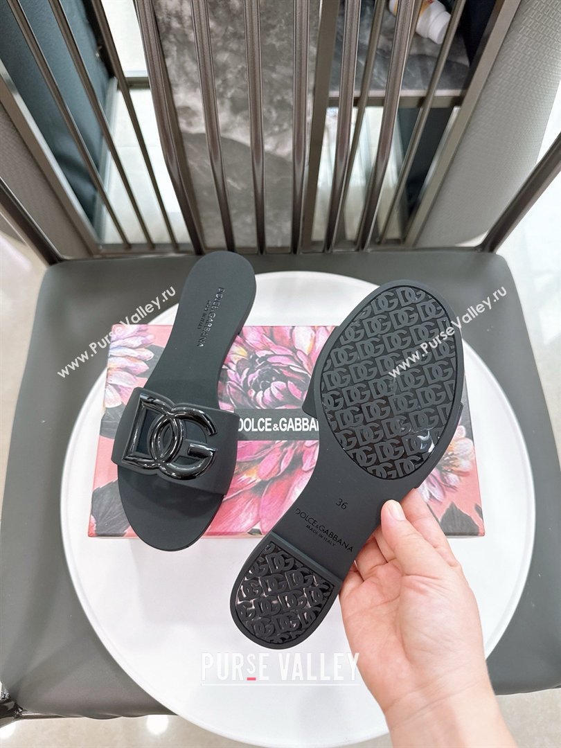 Dolce Gabbana DG TPU Flat Slide Sandals Black 2026 (GDX-26032503)
