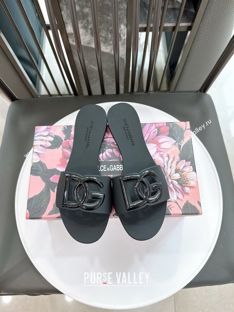 Dolce Gabbana DG TPU Flat Slide Sandals Black 2026 (GDX-26032503)