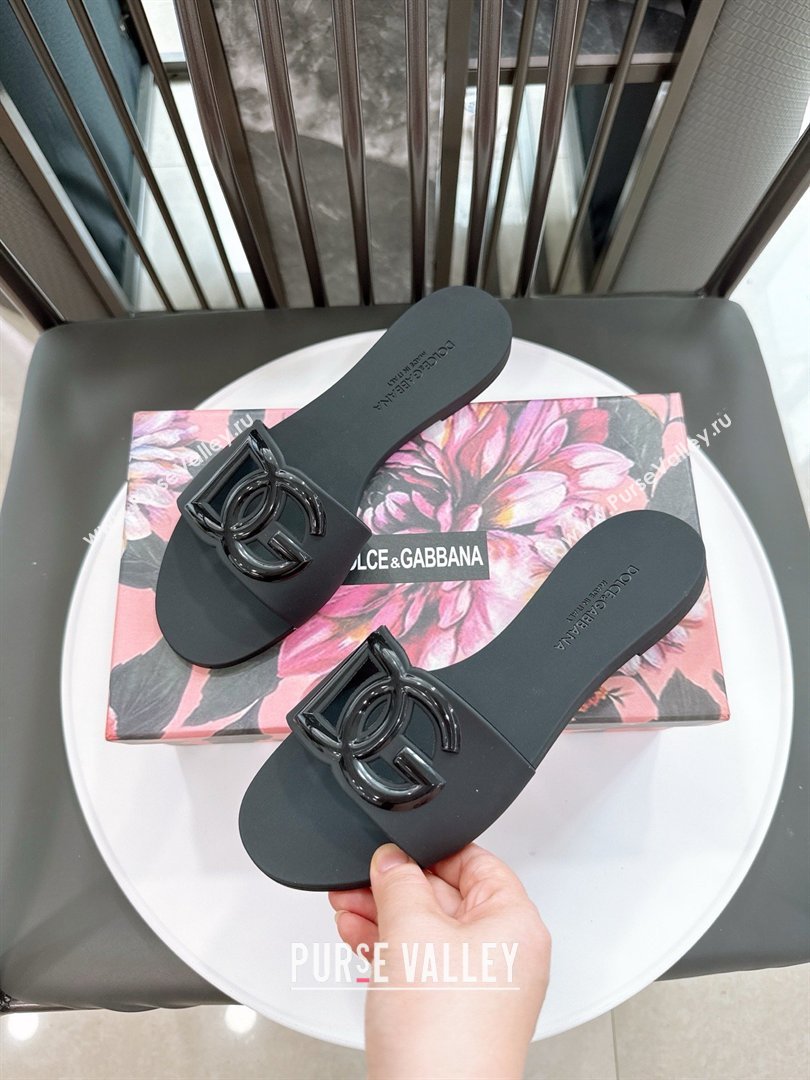 Dolce Gabbana DG TPU Flat Slide Sandals Black 2026 (GDX-26032503)