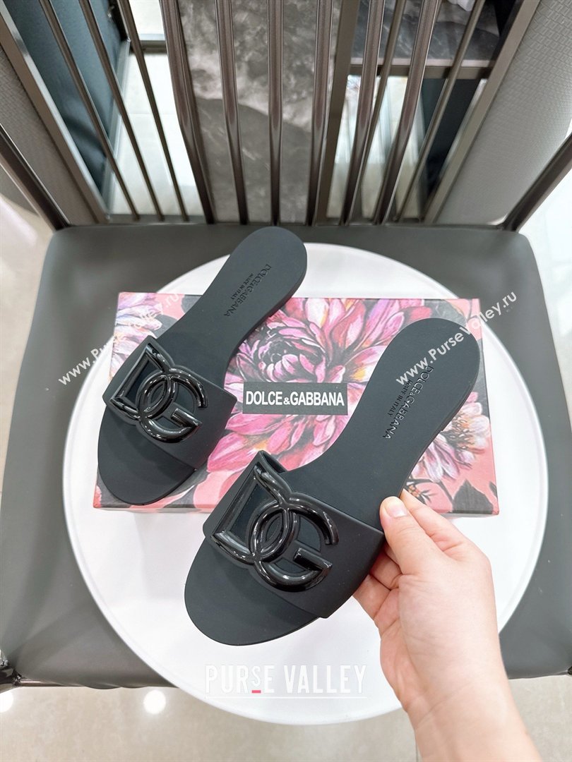 Dolce Gabbana DG TPU Flat Slide Sandals Black 2026 (GDX-26032503)