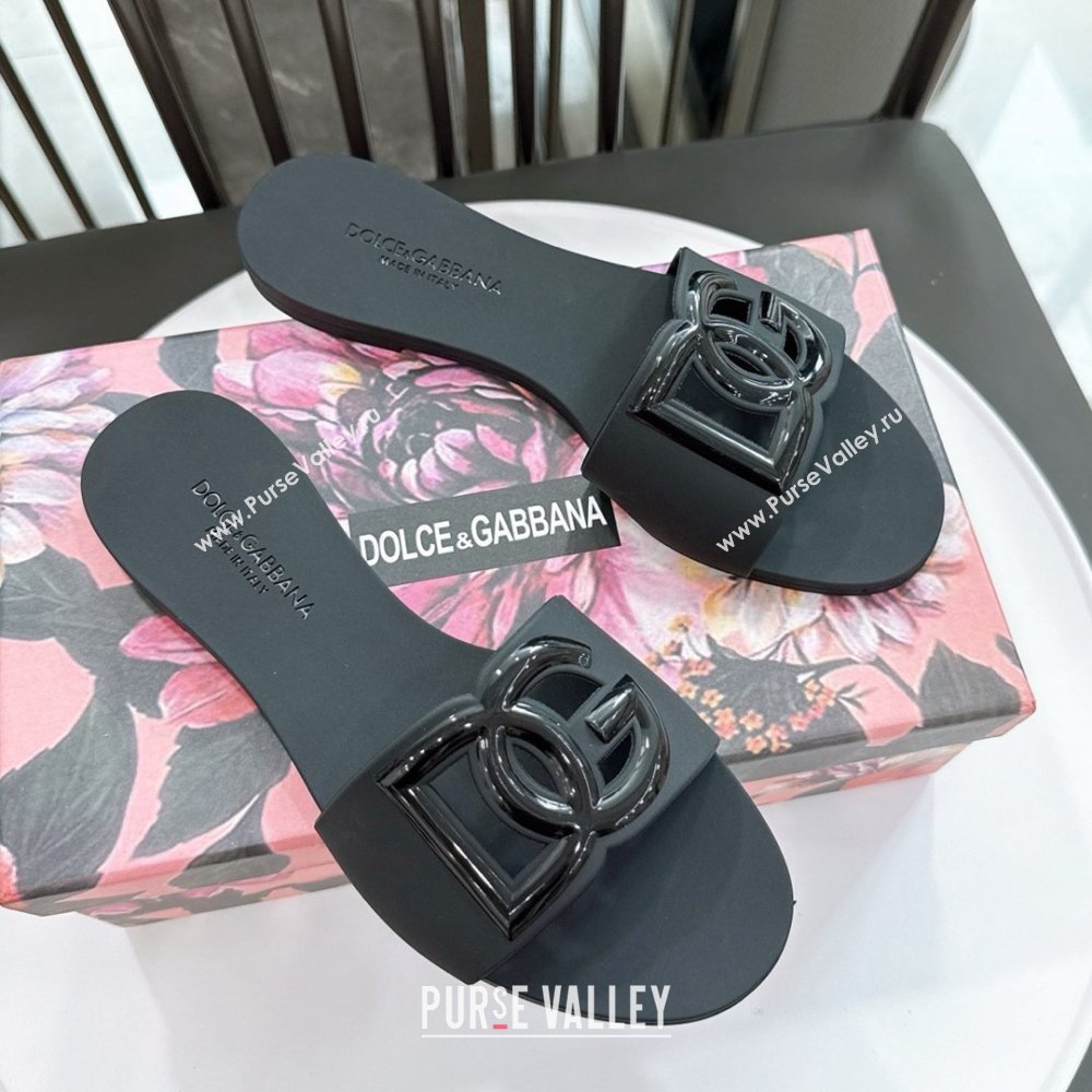 Dolce Gabbana DG TPU Flat Slide Sandals Black 2026 (GDX-26032503)
