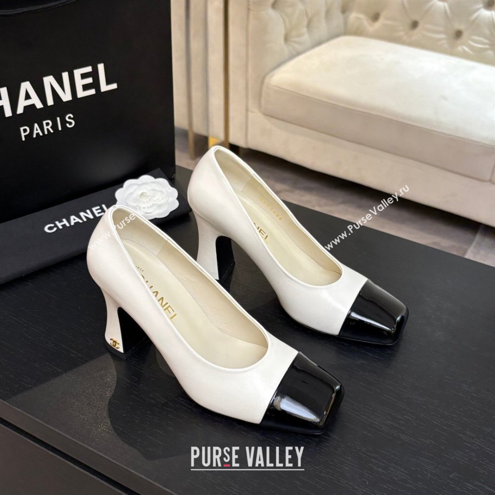 Chanel Lambskin Patent Calfskin Pumps G47180 White Spring Summer 2026 (MD-26032607)