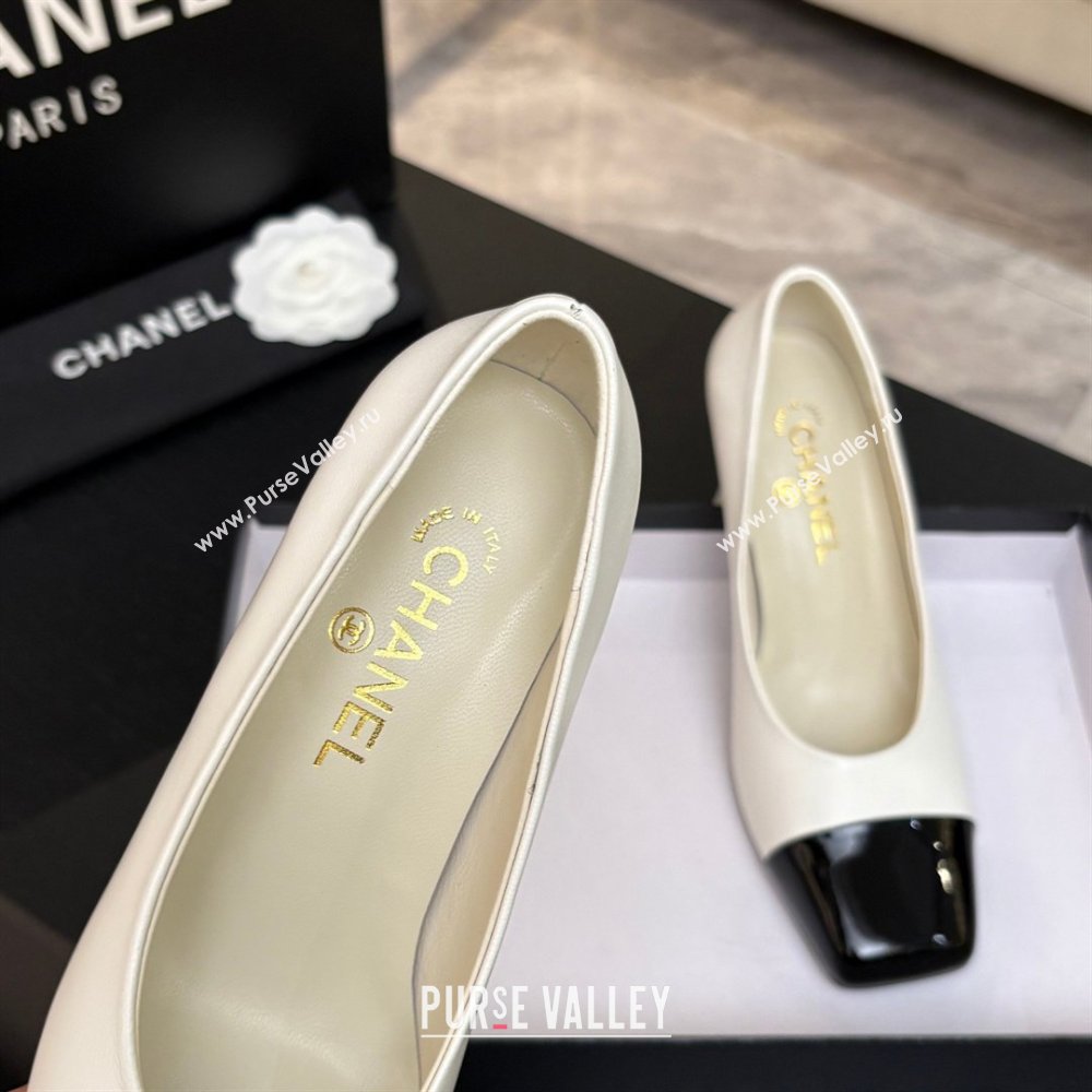 Chanel Lambskin Patent Calfskin Pumps G47180 White Spring Summer 2026 (MD-26032607)