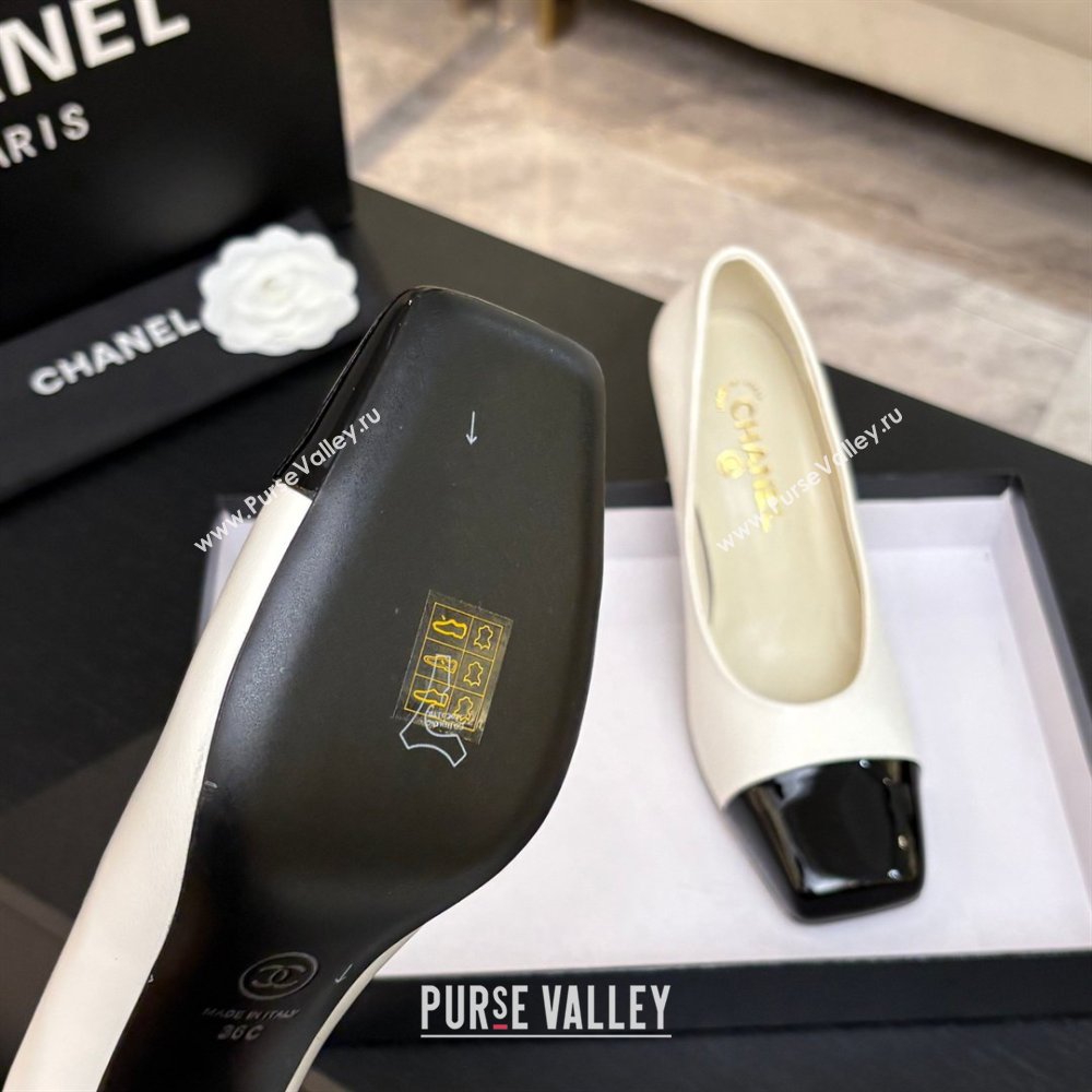 Chanel Lambskin Patent Calfskin Pumps G47180 White Spring Summer 2026 (MD-26032607)