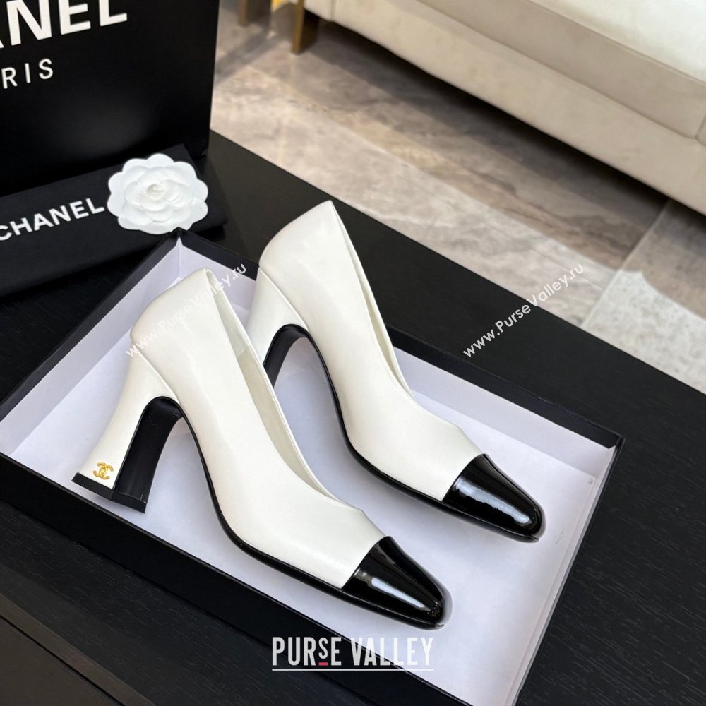 Chanel Lambskin Patent Calfskin Pumps G47180 White Spring Summer 2026 (MD-26032607)