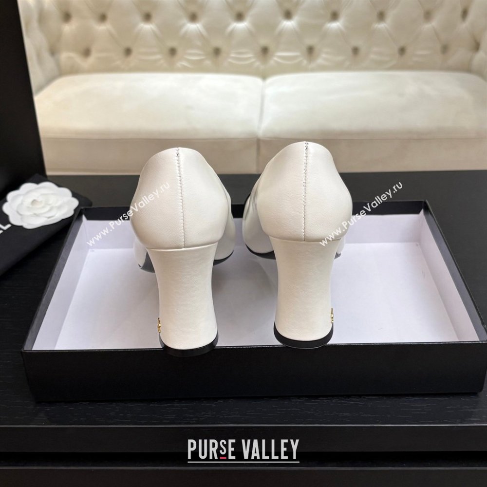 Chanel Lambskin Patent Calfskin Pumps G47180 White Spring Summer 2026 (MD-26032607)