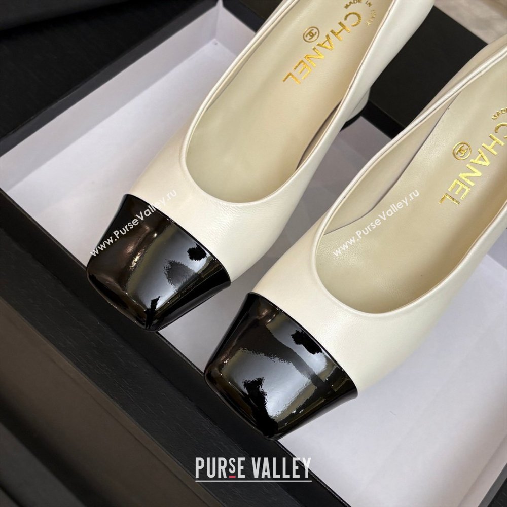 Chanel Lambskin Patent Calfskin Pumps G47180 White Spring Summer 2026 (MD-26032607)