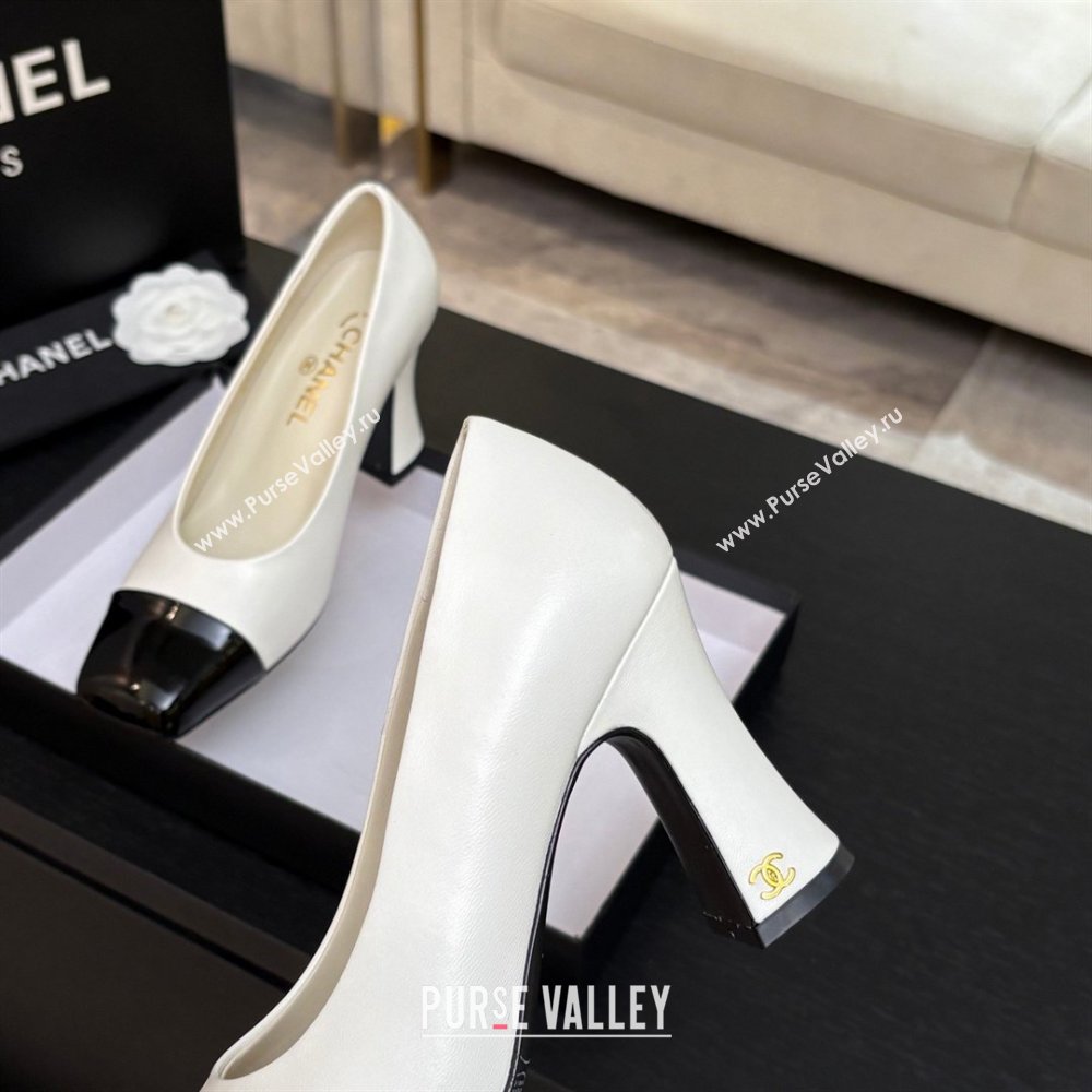 Chanel Lambskin Patent Calfskin Pumps G47180 White Spring Summer 2026 (MD-26032607)