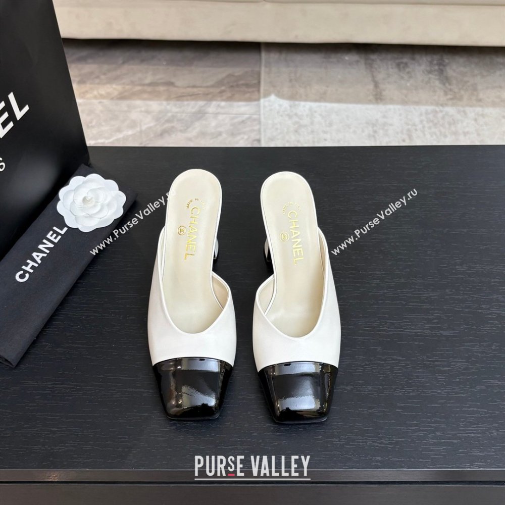 Chanel Lambskin Patent Calfskin Mules G47176 White Spring Summer 2026 (MD-26032611)