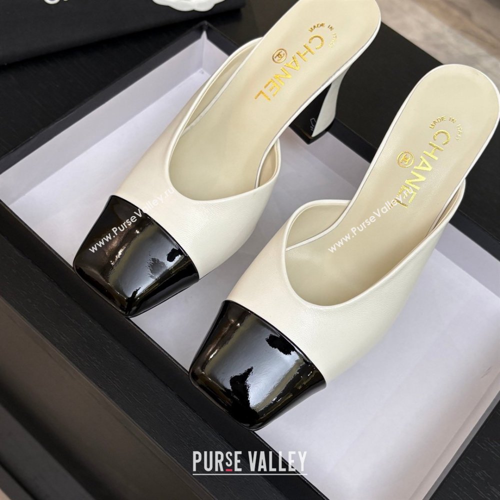 Chanel Lambskin Patent Calfskin Mules G47176 White Spring Summer 2026 (MD-26032611)