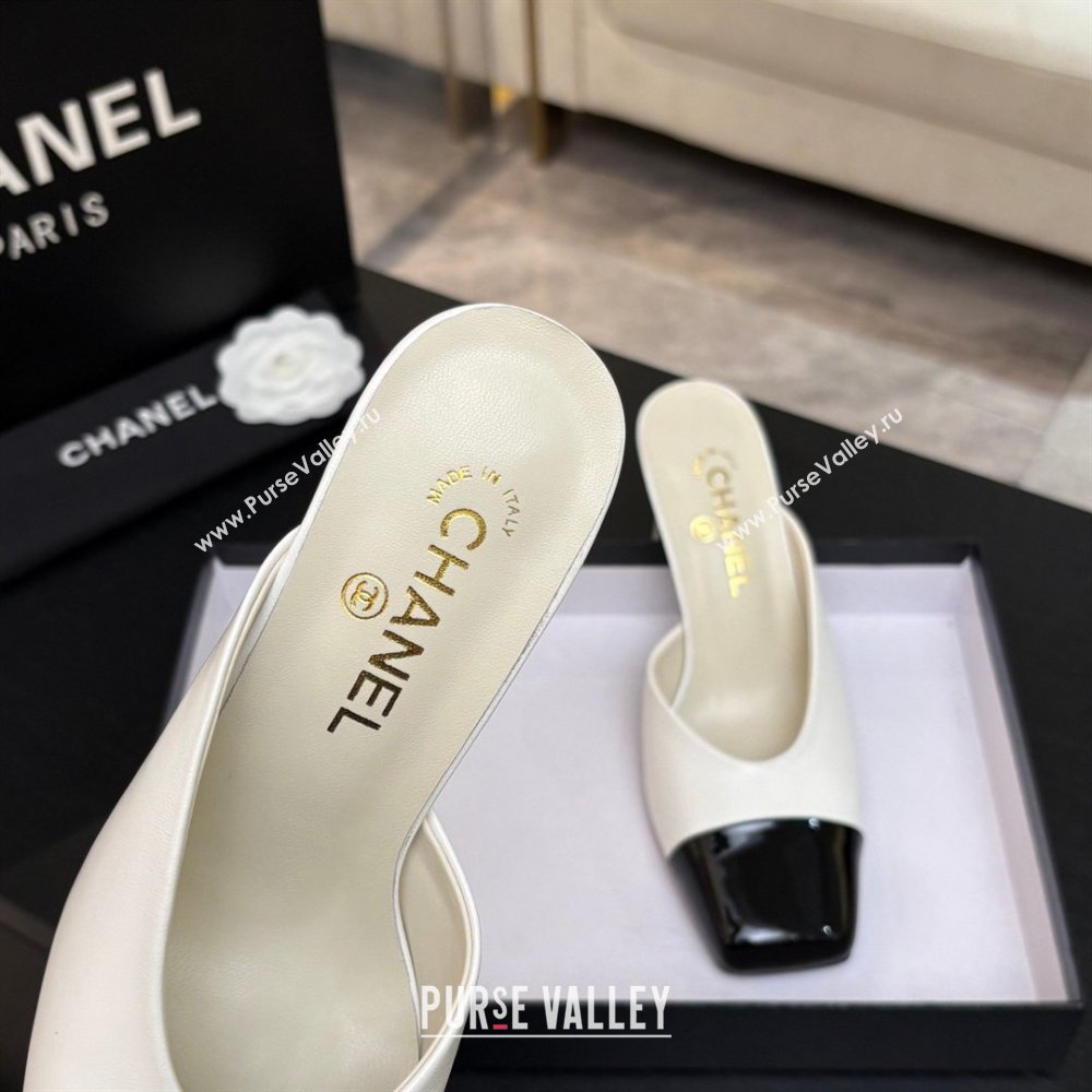 Chanel Lambskin Patent Calfskin Mules G47176 White Spring Summer 2026 (MD-26032611)
