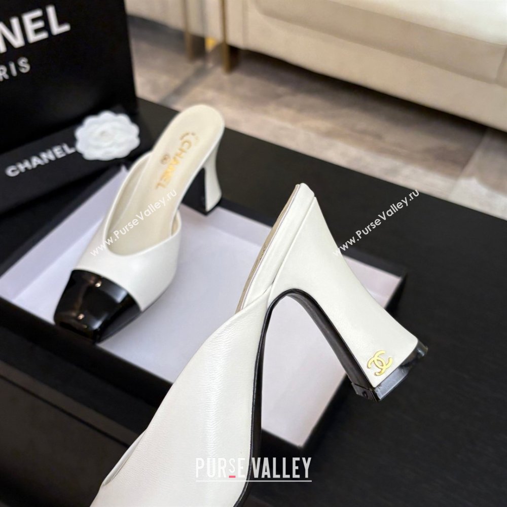 Chanel Lambskin Patent Calfskin Mules G47176 White Spring Summer 2026 (MD-26032611)