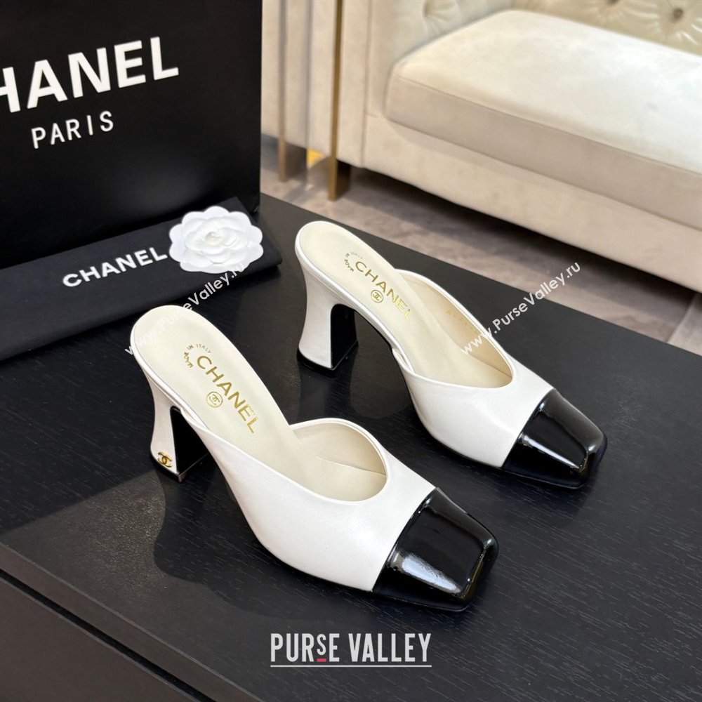 Chanel Lambskin Patent Calfskin Mules G47176 White Spring Summer 2026 (MD-26032611)