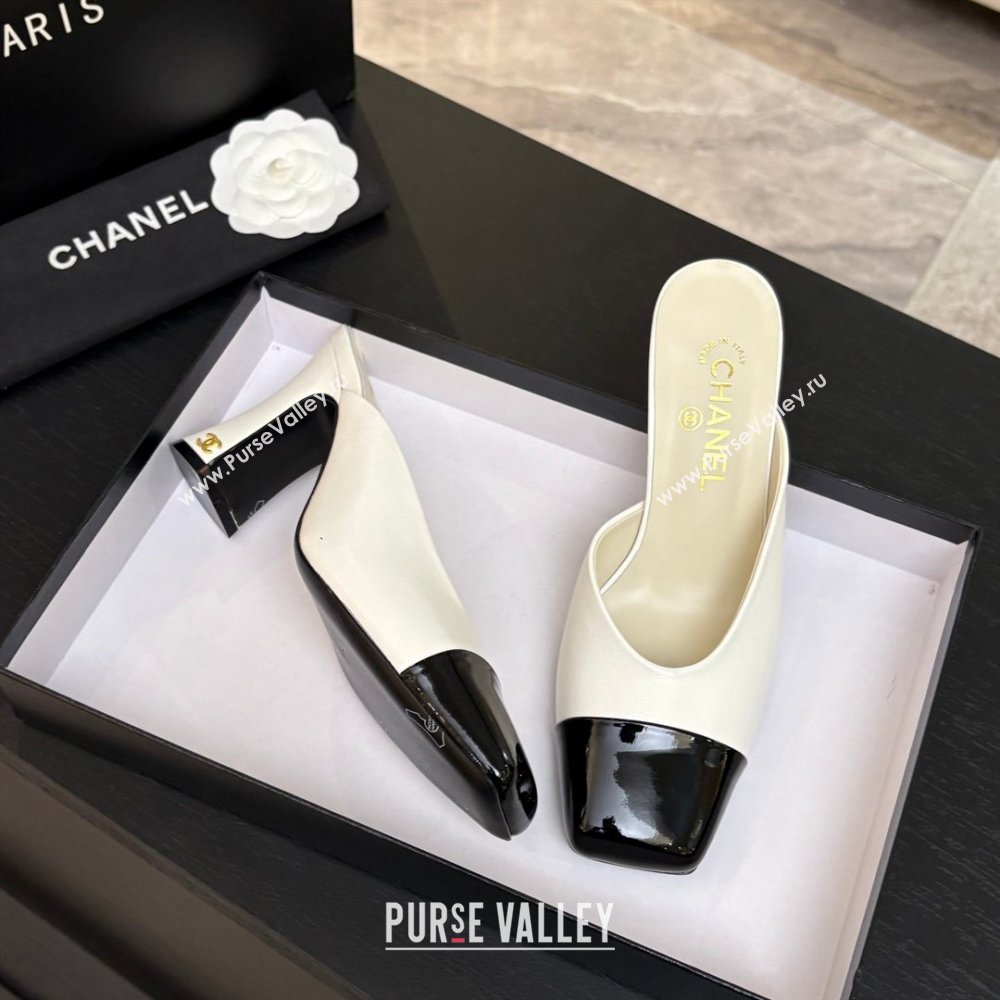 Chanel Lambskin Patent Calfskin Mules G47176 White Spring Summer 2026 (MD-26032611)