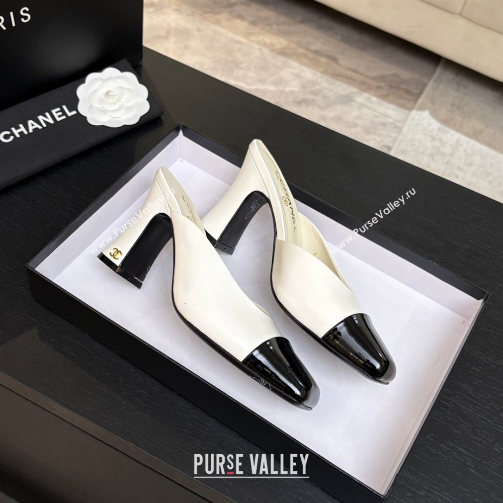 Chanel Lambskin Patent Calfskin Mules G47176 White Spring Summer 2026 (MD-26032611)