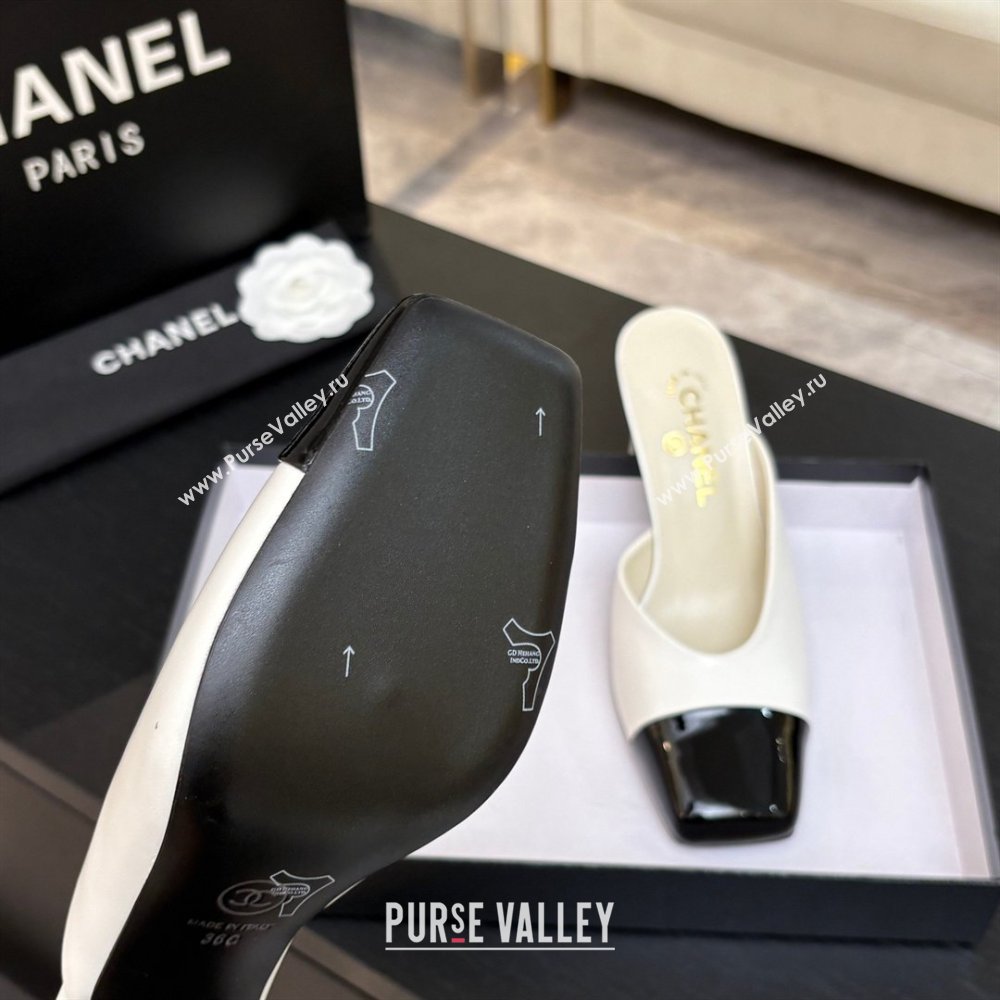Chanel Lambskin Patent Calfskin Mules G47176 White Spring Summer 2026 (MD-26032611)