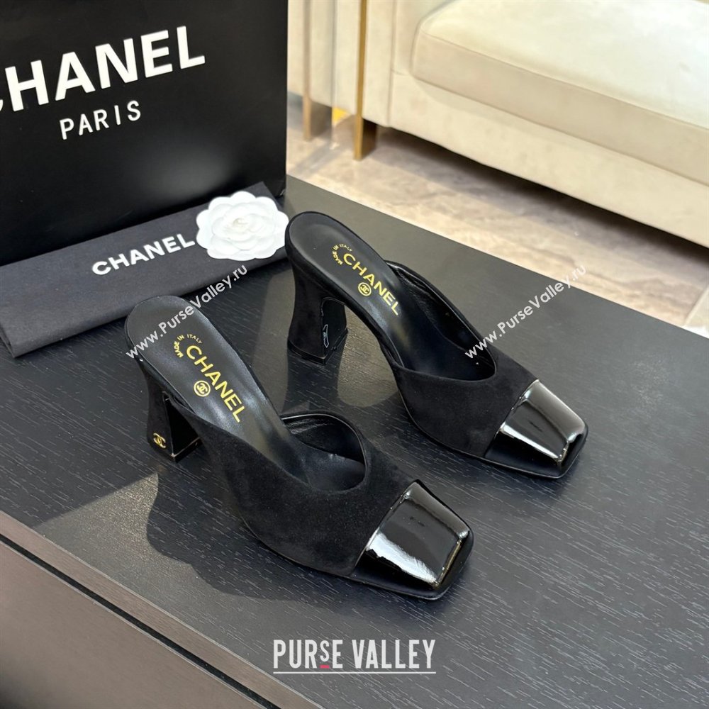 Chanel Suede Patent Calfskin Mules G47176 Black Spring Summer 2026 (MD-26032612)