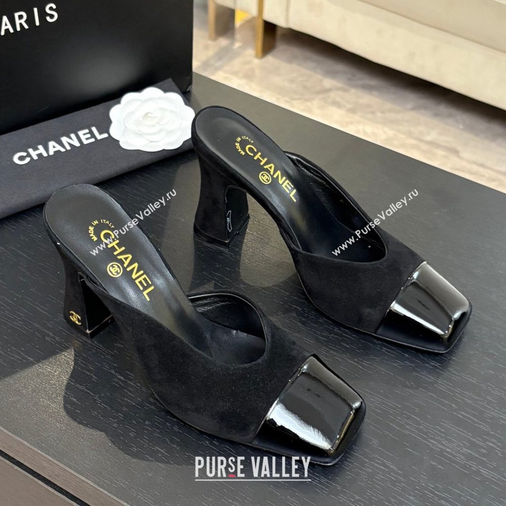 Chanel Suede Patent Calfskin Mules G47176 Black Spring Summer 2026 (MD-26032612)
