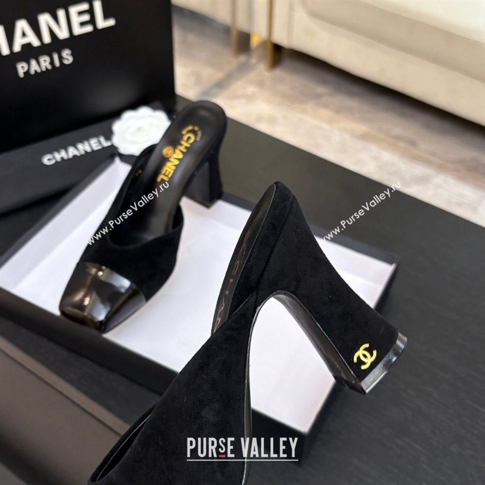 Chanel Suede Patent Calfskin Mules G47176 Black Spring Summer 2026 (MD-26032612)