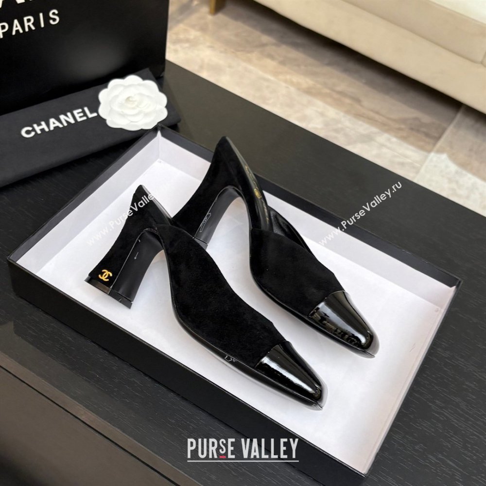 Chanel Suede Patent Calfskin Mules G47176 Black Spring Summer 2026 (MD-26032612)