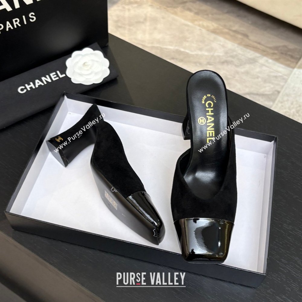 Chanel Suede Patent Calfskin Mules G47176 Black Spring Summer 2026 (MD-26032612)