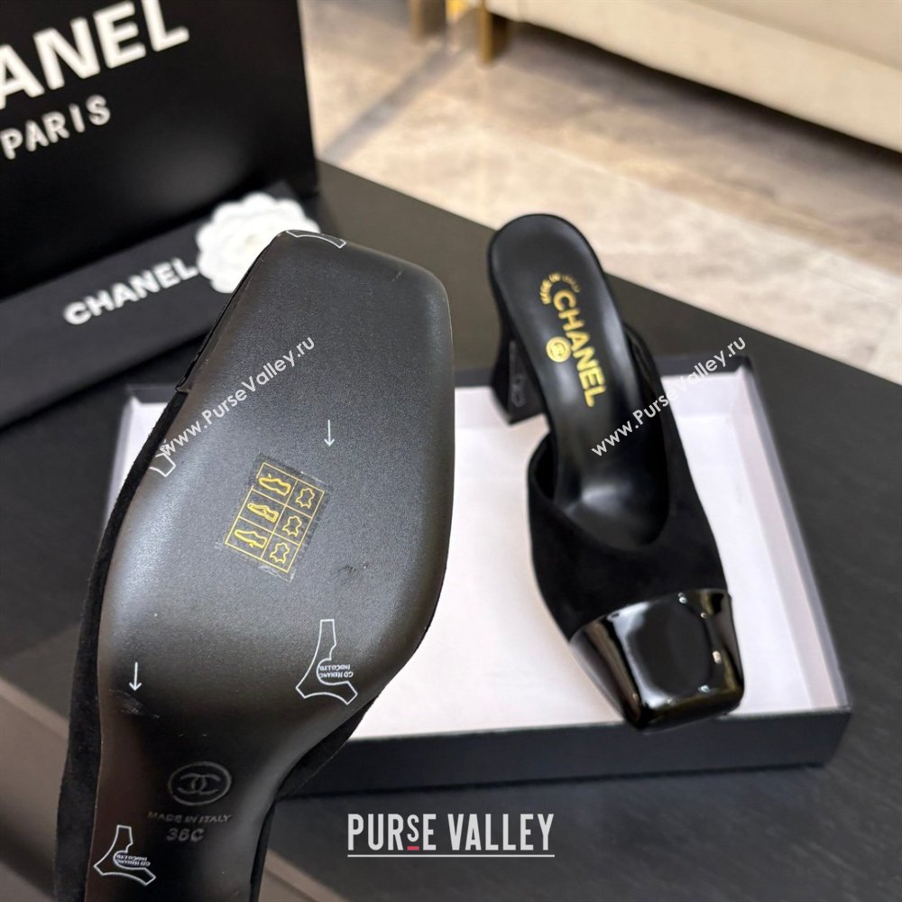 Chanel Suede Patent Calfskin Mules G47176 Black Spring Summer 2026 (MD-26032612)