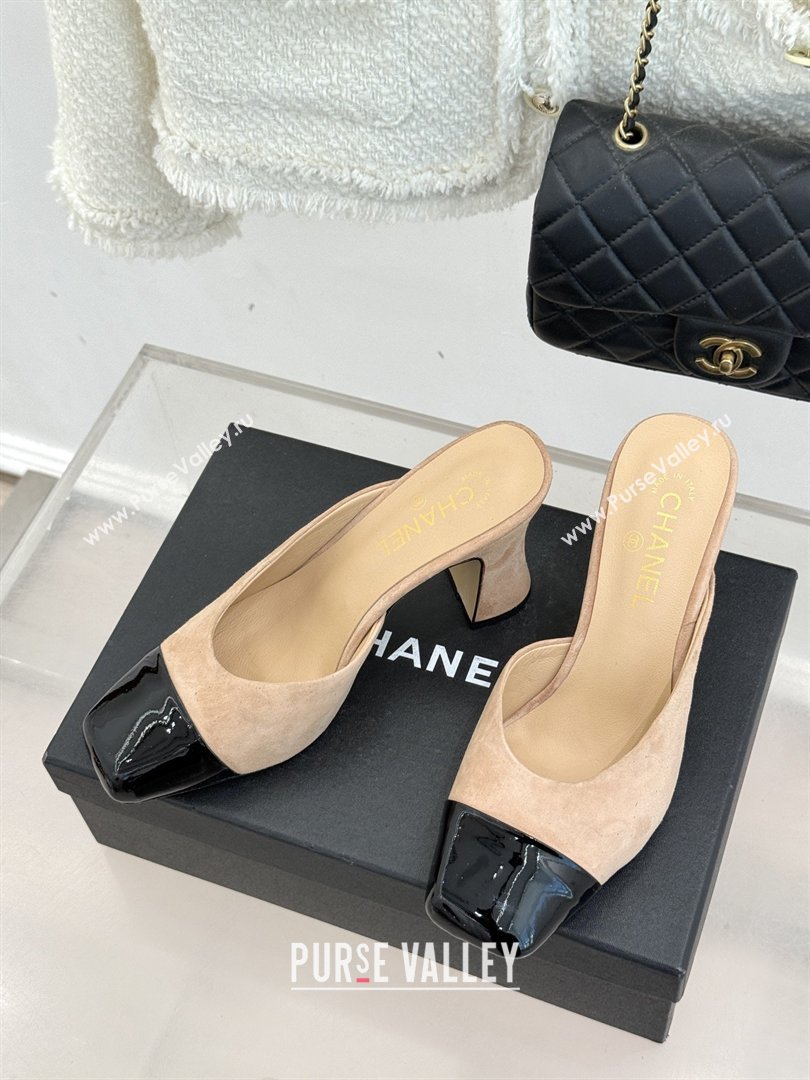 Chanel Suede Patent Calfskin Mules G47176 Beige Spring Summer 2026 (MD-26032613)