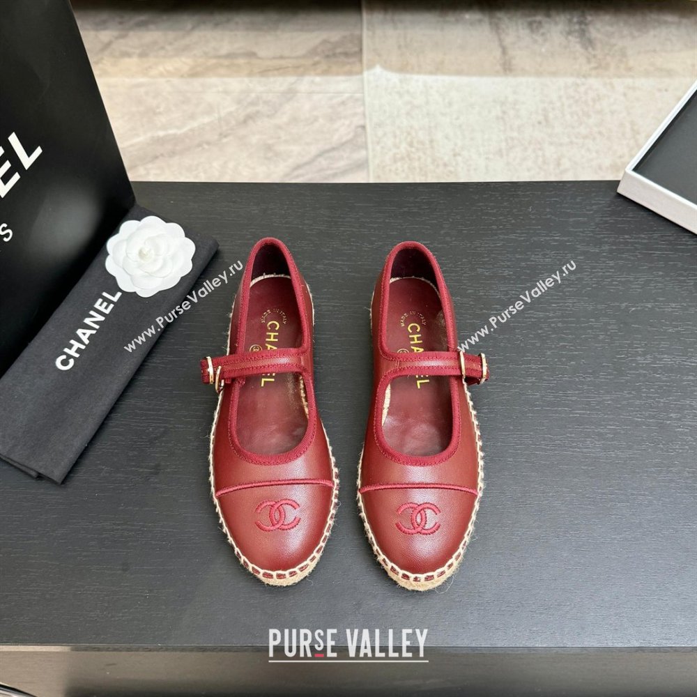 Chanel Calfskin Mary Janes in Burgundy Lambskin G47256 Spring Summer 2026 (MD-26040211)