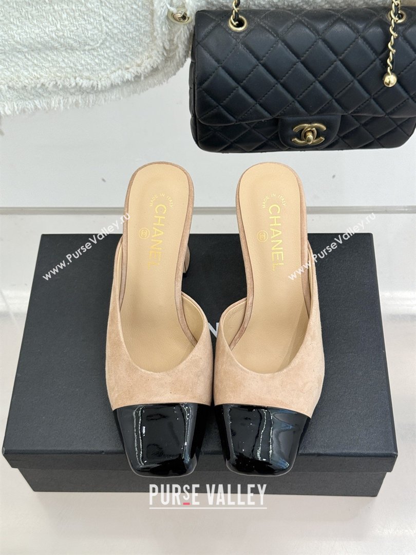 Chanel Suede Patent Calfskin Mules G47176 Beige Spring Summer 2026 (MD-26032613)