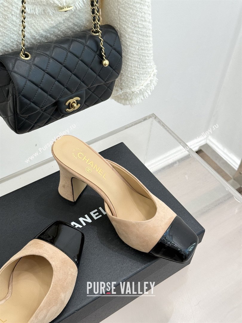 Chanel Suede Patent Calfskin Mules G47176 Beige Spring Summer 2026 (MD-26032613)