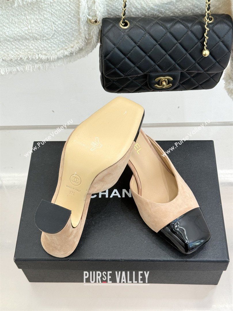 Chanel Suede Patent Calfskin Mules G47176 Beige Spring Summer 2026 (MD-26032613)