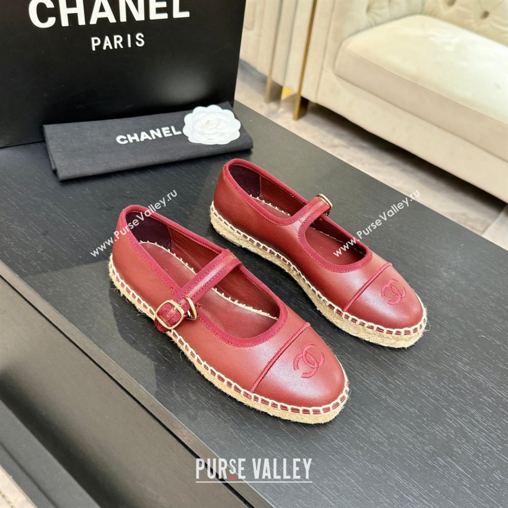 Chanel Calfskin Mary Janes in Burgundy Lambskin G47256 Spring Summer 2026 (MD-26040211)