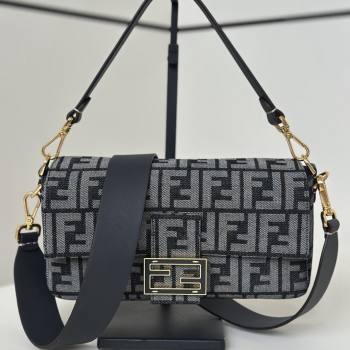 Fendi Baguette Bag in Dark Blue Denim-effect FF Jacquard 8679 2026 Top (CL-26032601)
