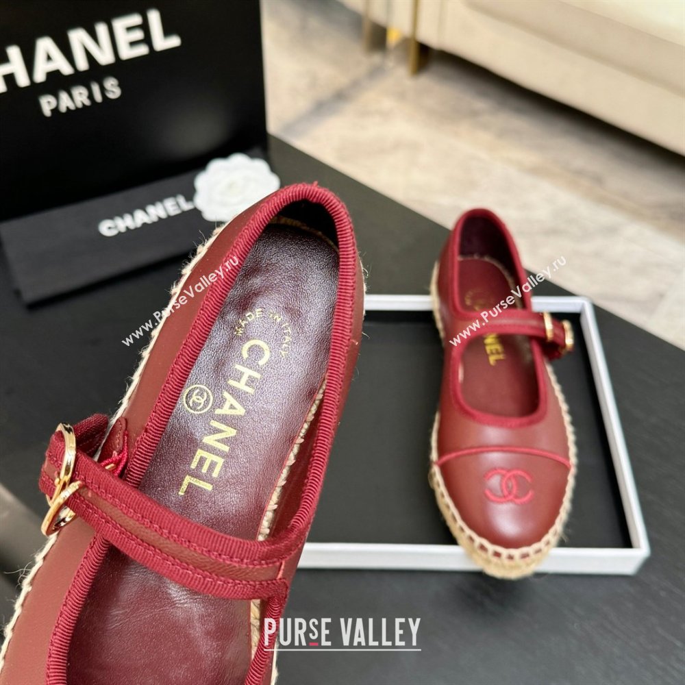 Chanel Calfskin Mary Janes in Burgundy Lambskin G47256 Spring Summer 2026 (MD-26040211)