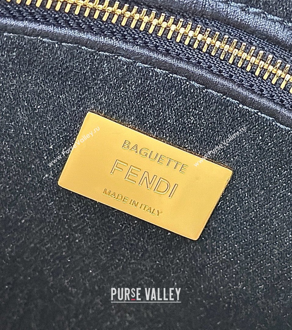 Fendi Baguette Bag in Dark Blue Denim-effect FF Jacquard 8679 2026 Top (CL-26032601)