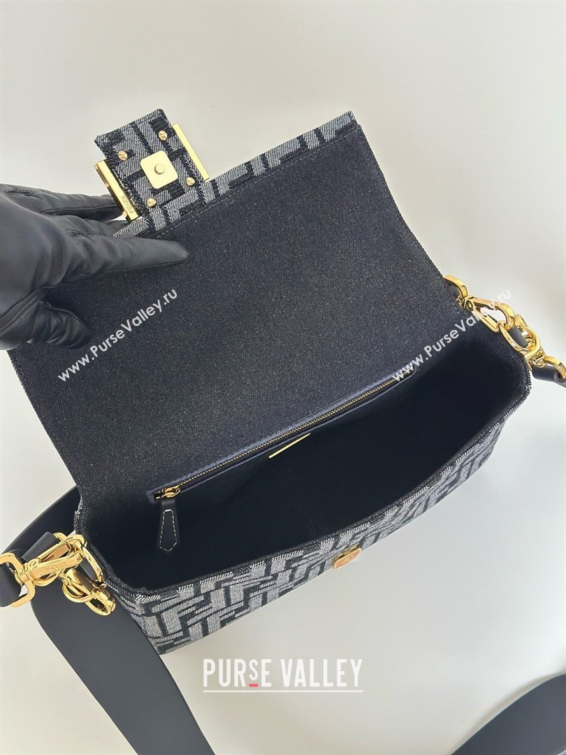 Fendi Baguette Bag in Dark Blue Denim-effect FF Jacquard 8679 2026 Top (CL-26032601)