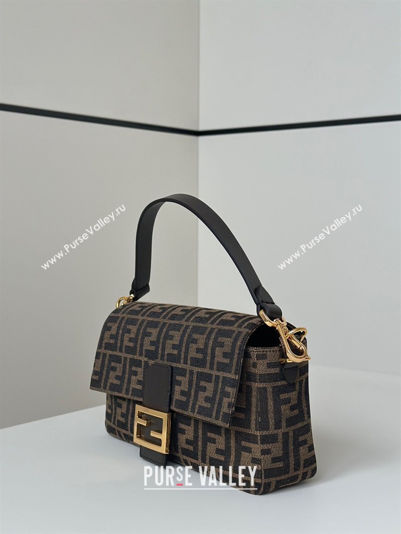 Fendi Baguette Bag in Tobacco Brown FF Jacquard Fabric 8679 Brown/Gold 2026 Top (CL-26032602)