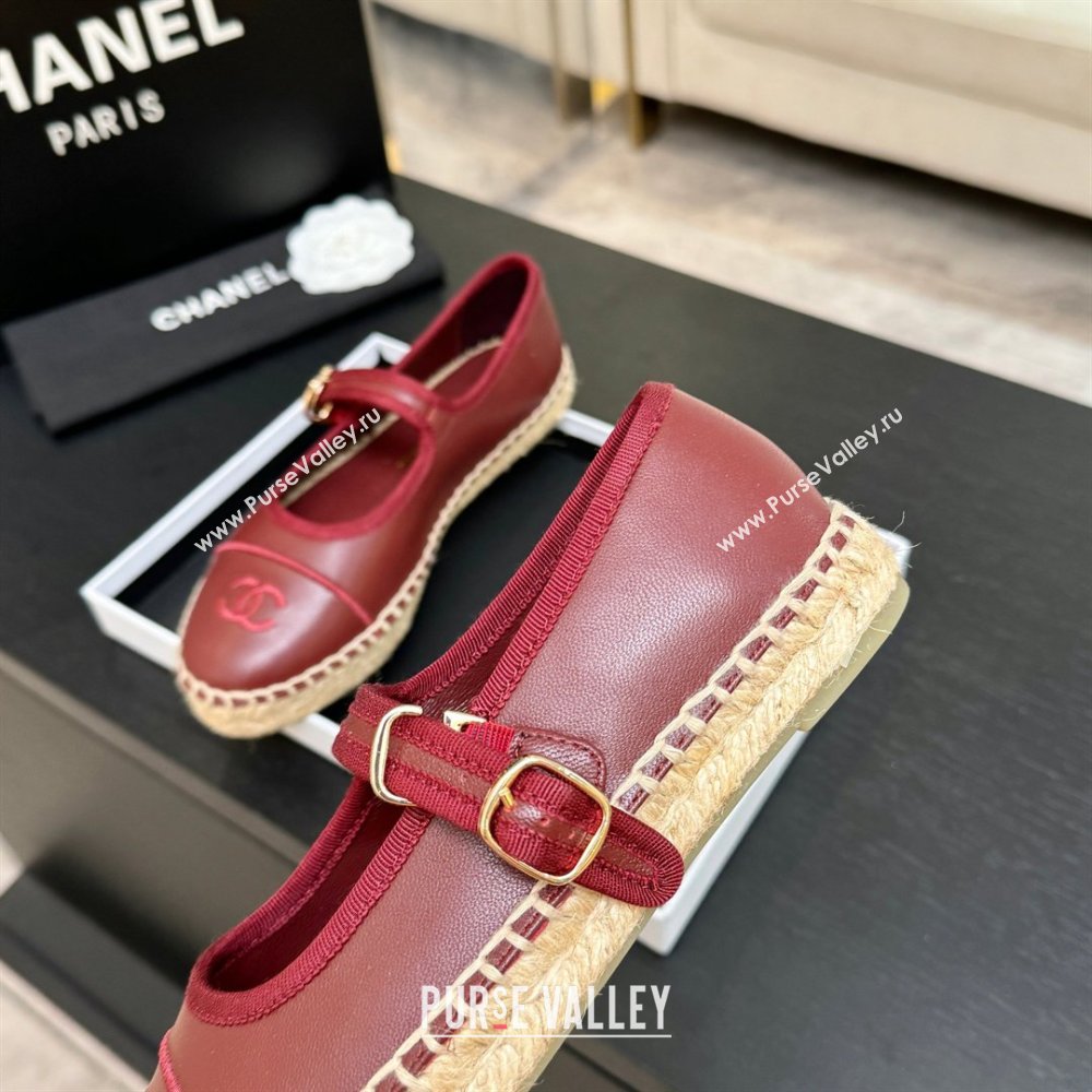 Chanel Calfskin Mary Janes in Burgundy Lambskin G47256 Spring Summer 2026 (MD-26040211)