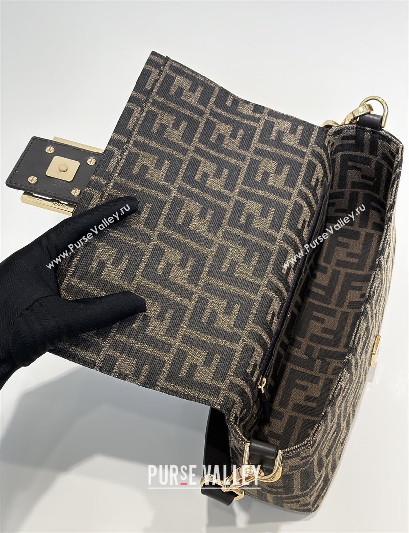 Fendi Baguette Bag in Tobacco Brown FF Jacquard Fabric 8679 Brown/Gold 2026 Top (CL-26032602)